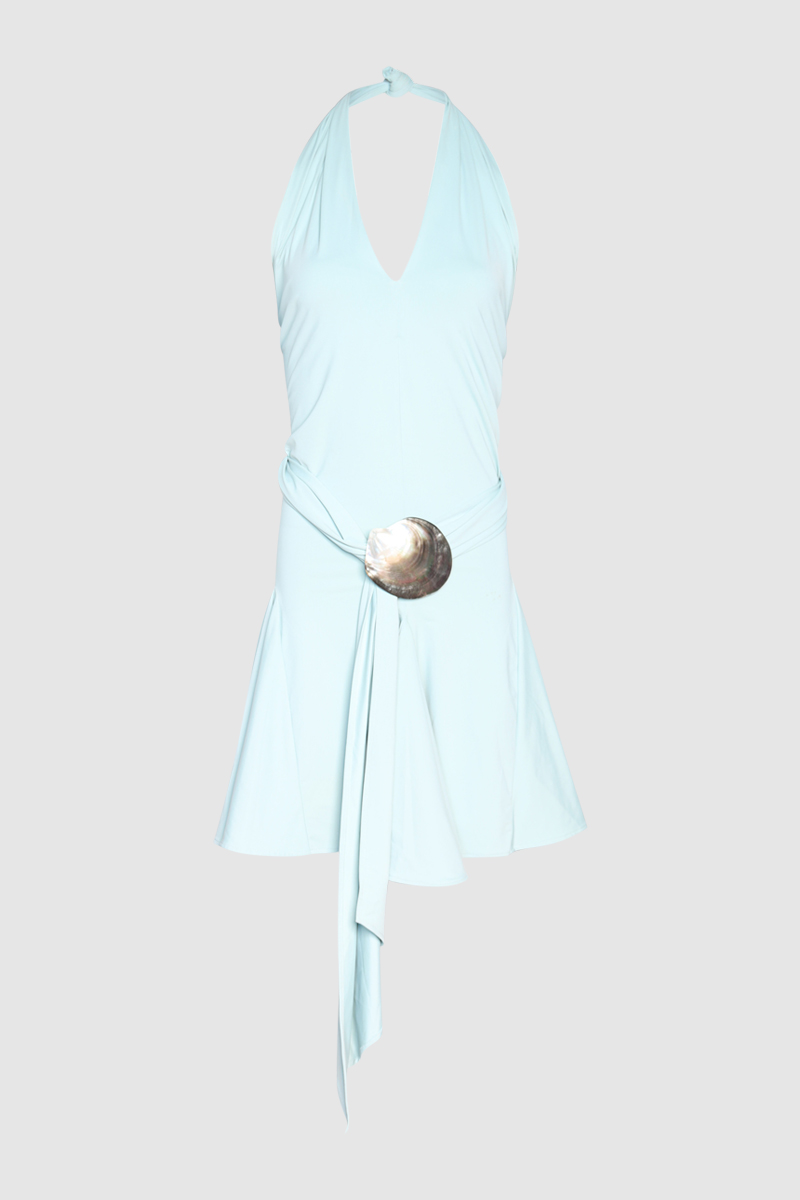 Recycled Spandex Shell Belt Midi Dress