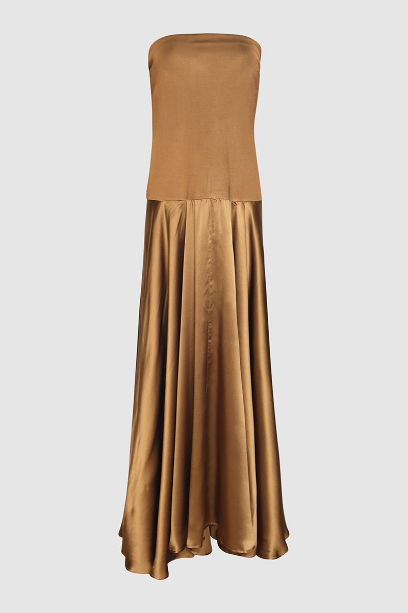 Illi Strapless Silk Crepe Maxi Dress